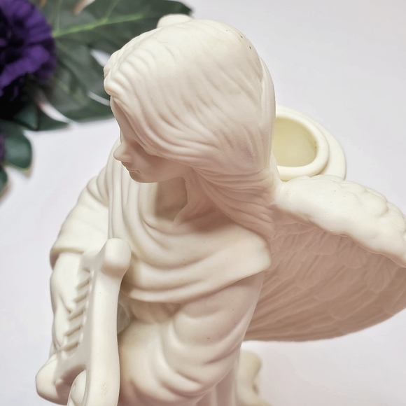 Large Ivory 👼🎄 Harp ANGEL - Candle Holder Christmas Partylite Box Mint Cond - Picture 5 of 12